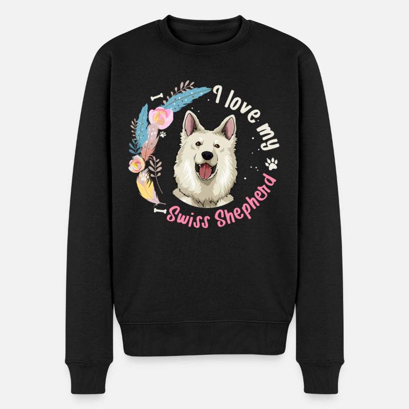 Geschenkidee Weißer Schweizer Schäferhund - Männer Premium Bio Pullover - Schwarz