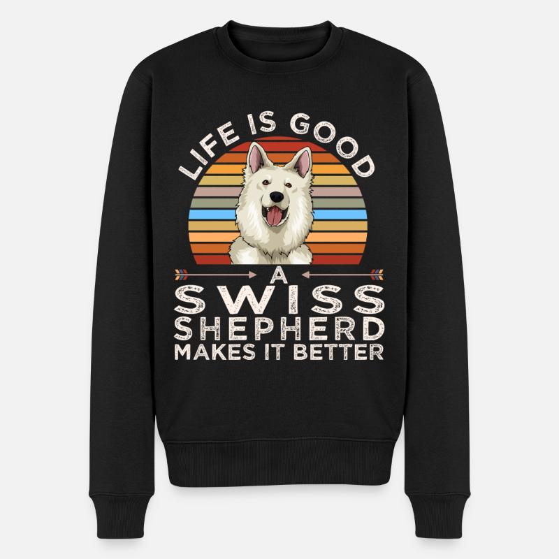 Weißer Schweizer Schäferhund Geschenk - Männer Premium Bio Pullover - Schwarz