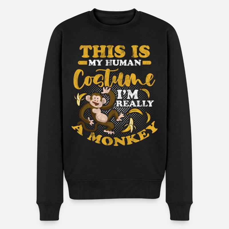 Affe Kostüm Gorilla Primat Monkey Primat Tier - Männer Premium Bio Pullover - Schwarz