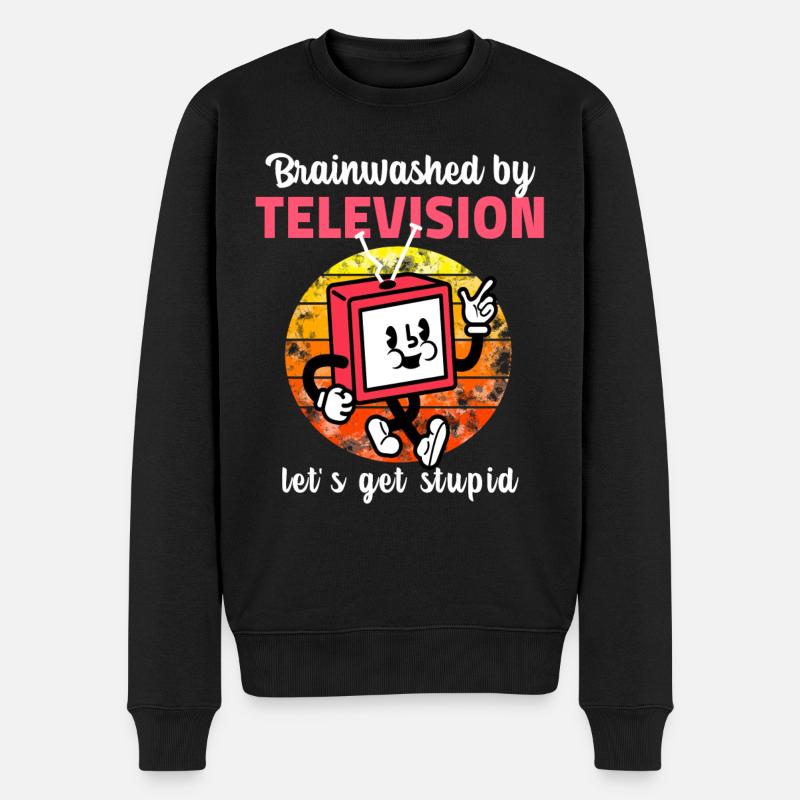 brainwashed by television - Männer Premium Bio Pullover - Schwarz