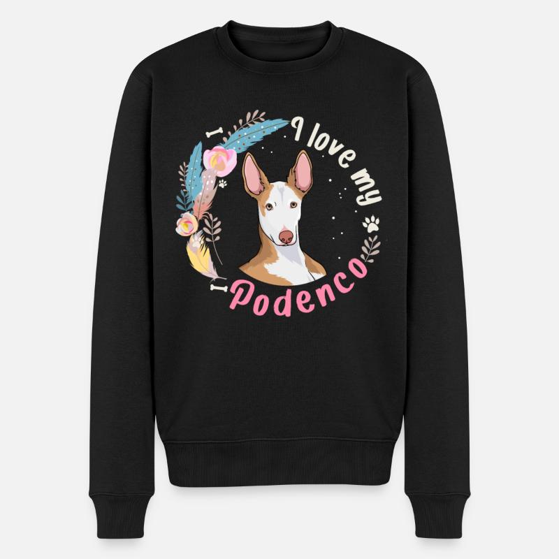 J'adore mon cadeau de chien Podenco - Pull Premium bio Homme - noir