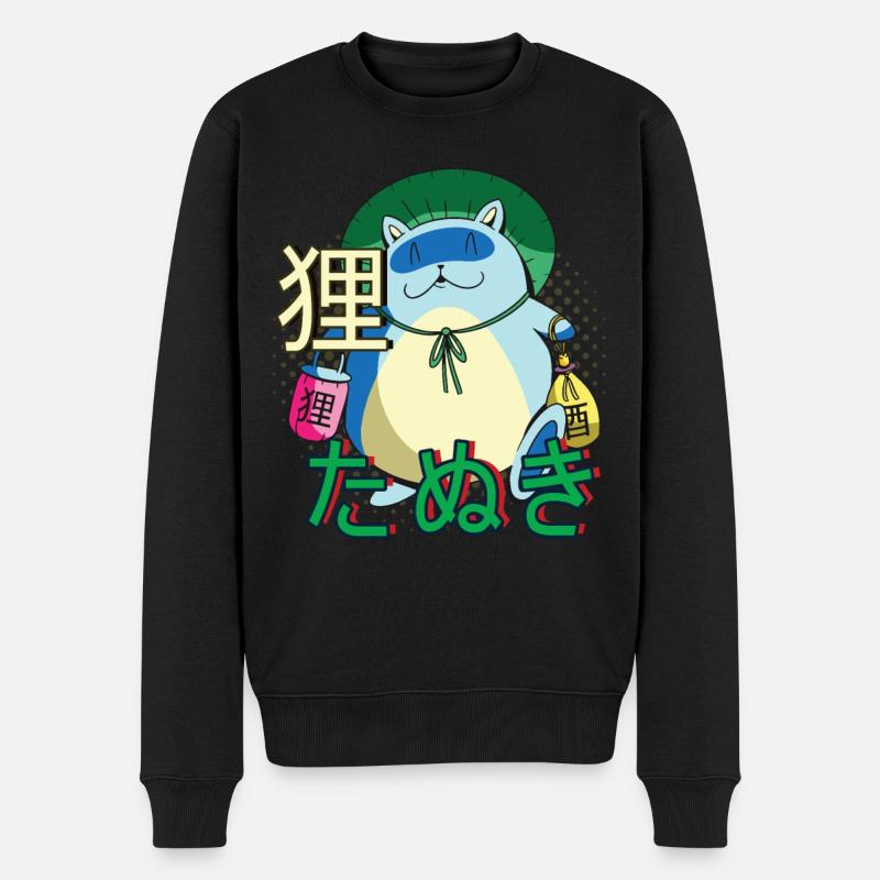 Chat anime Tanuki Yokai - Pull Premium bio Homme - noir