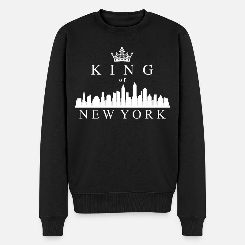 King Of New York Crown NY Skyline White - Männer Premium Bio Pullover - Schwarz