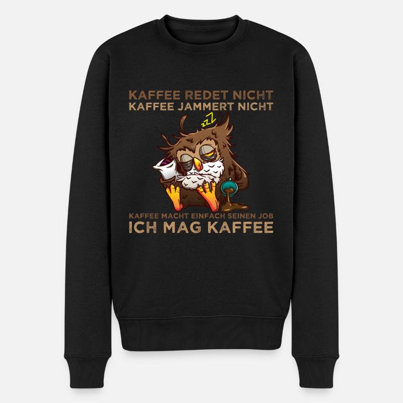 Ich mag Kaffee - Männer Premium Bio Pullover - Schwarz