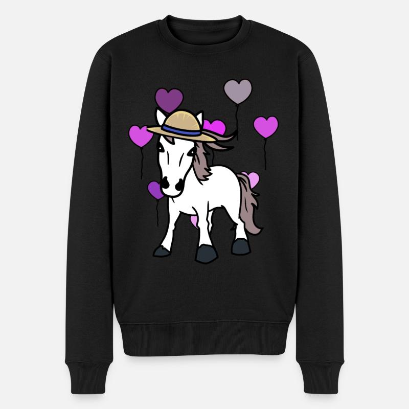 Coeur cheval cheval cheval cheval Cheval Fou de cheval - Pull Premium bio Homme - noir