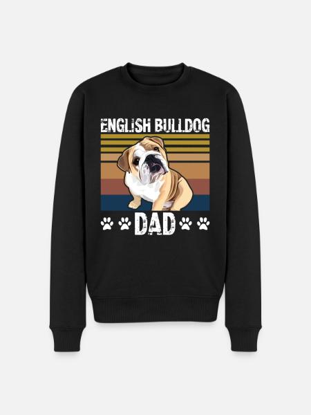 Engelsk Bulldog Dad Gift | engelsk bulldog - Premium økologisk genser for menn - svart