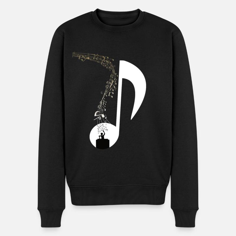 DJ Turntable Musik Noten Festival Geschenk - Männer Premium Bio Pullover - Schwarz