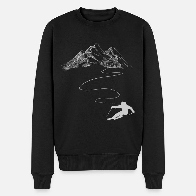 Ski Zitate am Berg und Harz am wintersport Urlaub - Männer Premium Bio Pullover - Schwarz