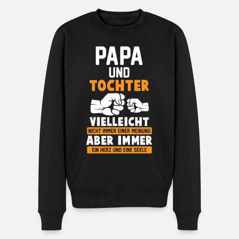 Vater Tochter Bonuspapa - Männer Premium Bio Pullover - Schwarz