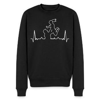 Vater und Tochter Motiv - Männer Premium Bio Pullover - Schwarz - Vorne - Nico (187cm)
