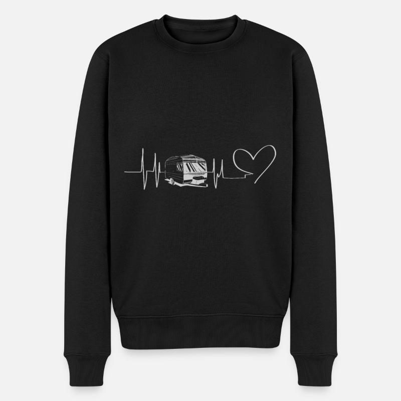 haus auf rädern am campen mit wohnwagen im wald - Männer Premium Bio Pullover - Schwarz