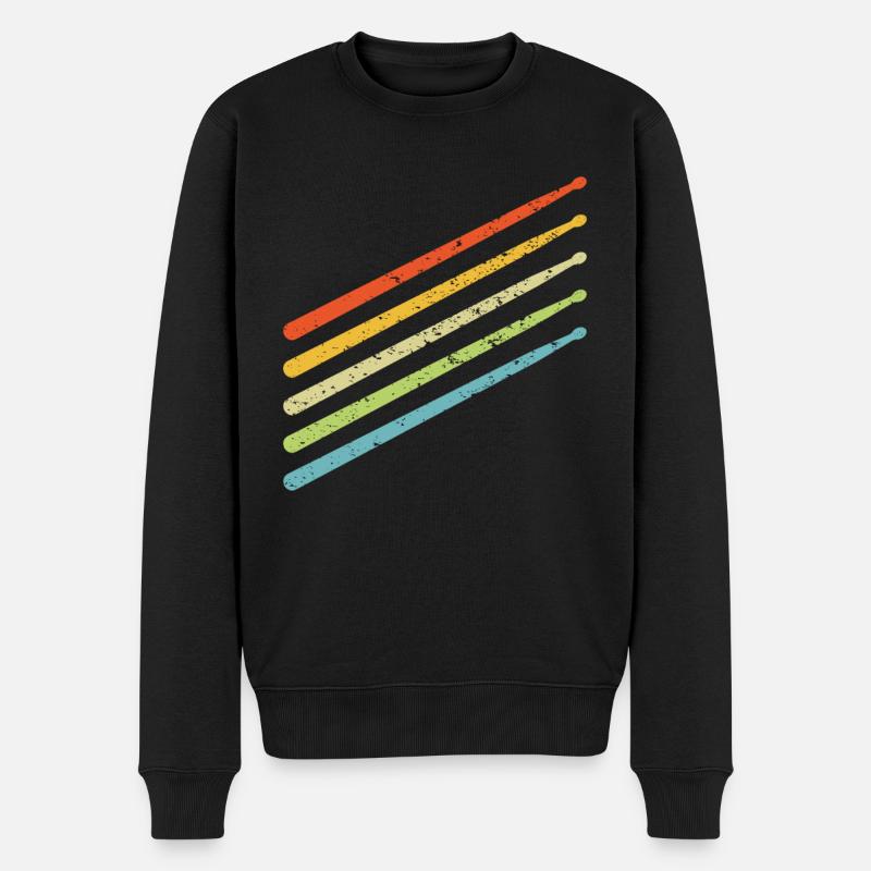 Drumsticks Schlagzeug Schlagzeuger Drummer retro - Männer Premium Bio Pullover - Schwarz