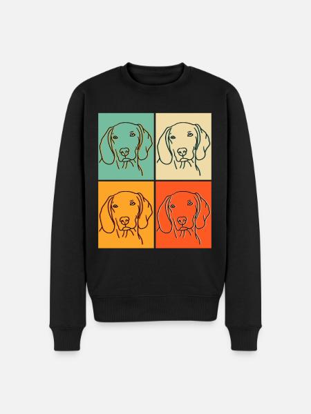 Weimaraner Popart Geschenk - Männer Premium Bio Pullover - Schwarz