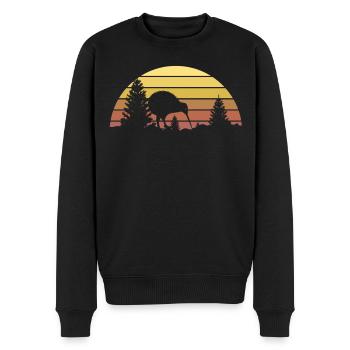 Kiwi Vogel - Männer Premium Bio Pullover - Schwarz - Vorne - Nico (187cm)