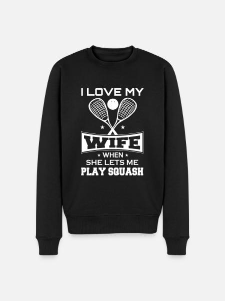 Squash Ehefrau Squashschläger Squashball - Männer Premium Bio Pullover - Schwarz