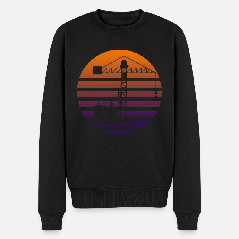 Kran - Männer Premium Bio Pullover - Schwarz