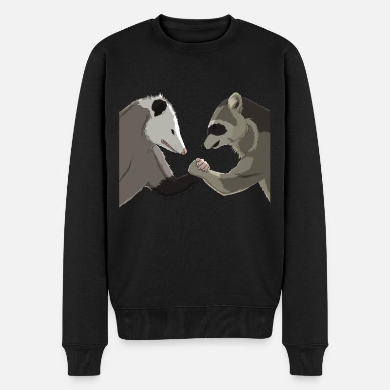 Opossum Waschbär Armdrücken - Männer Premium Bio Pullover - Schwarz