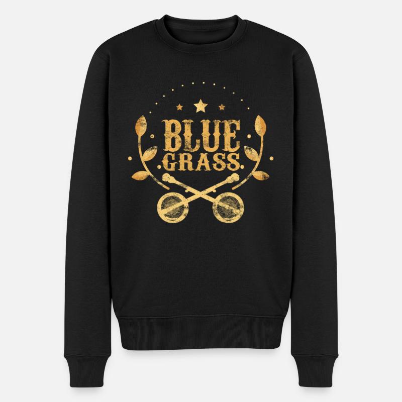 Bluegrass Banjo Musik - Männer Premium Bio Pullover - Schwarz
