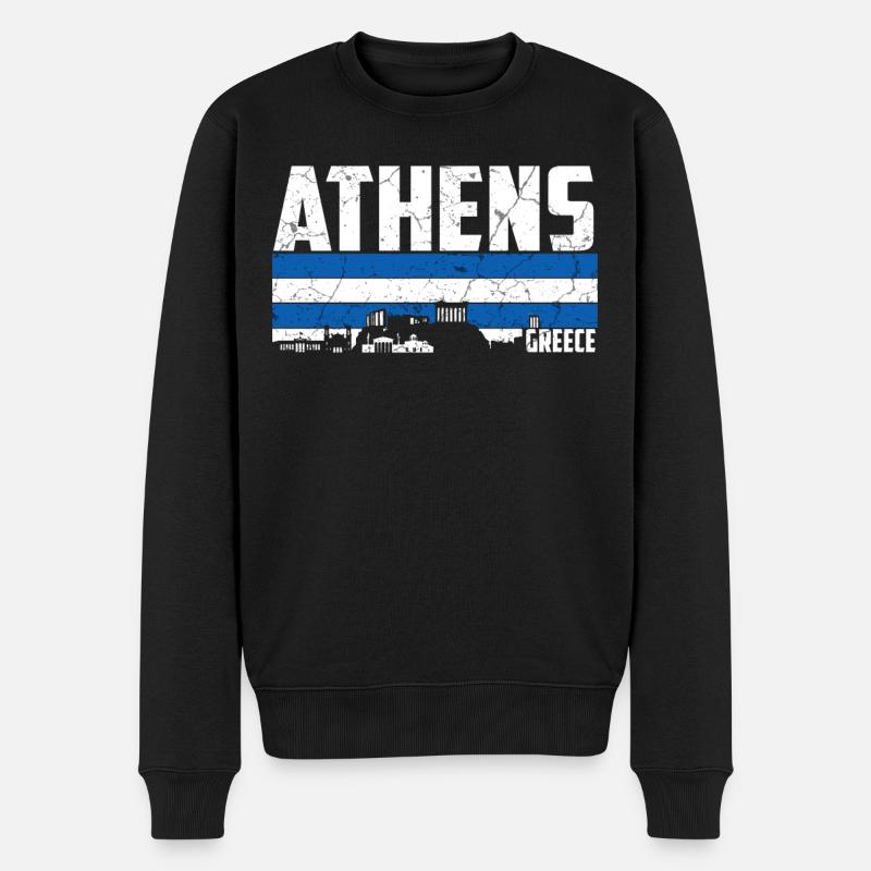 Athen Griechenland Skyline - Männer Premium Bio Pullover - Schwarz