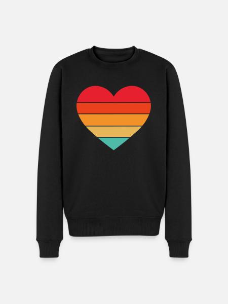 Heart Retro Sunset Heart - Men's Premium Organic Jumper - black