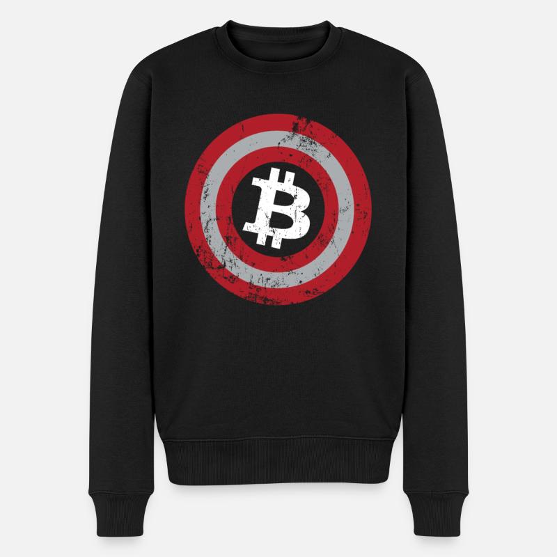 Bitcoin Button - Kryptowährung Bitcoins - Männer Premium Bio Pullover - Schwarz