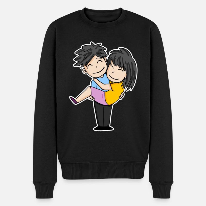 Süßes Pärchen - Männer Premium Bio Pullover - Schwarz