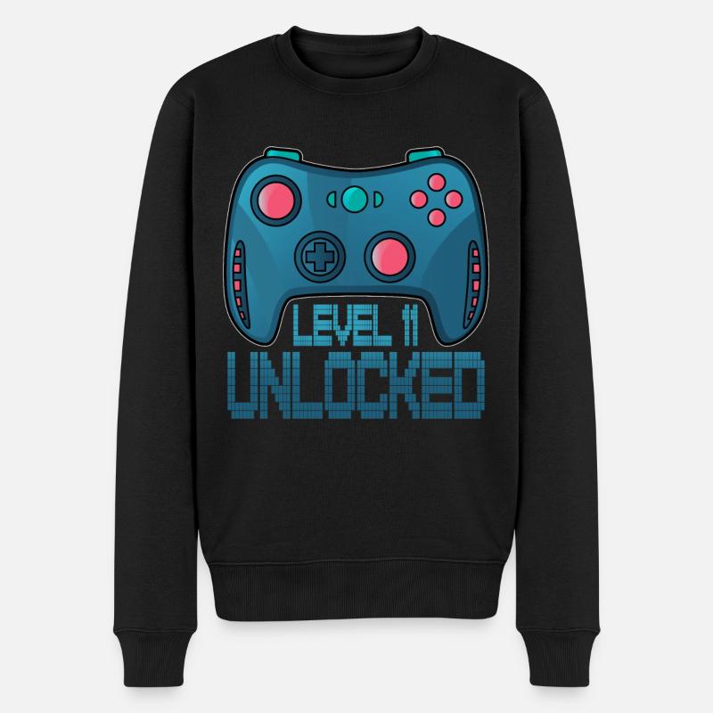 Level 11 Unlocked - 11. Geburtstag Gamer Geschenk - Männer Premium Bio Pullover - Schwarz