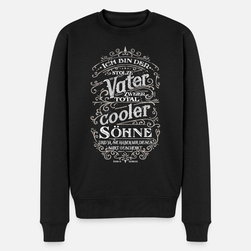 Stolzer Vater von 2 coolen Söhnen Vater geschenk - Männer Premium Bio Pullover - Schwarz