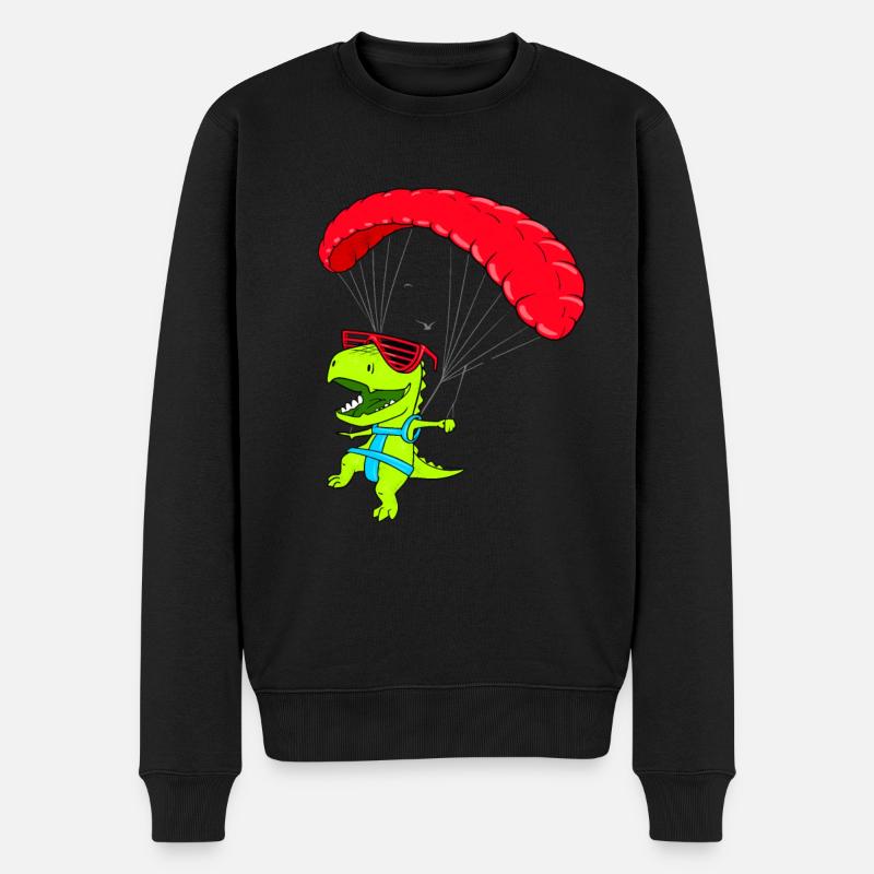 Lustiger Hanggleiter Dinosaurier Paraglider Flug - Männer Premium Bio Pullover - Schwarz