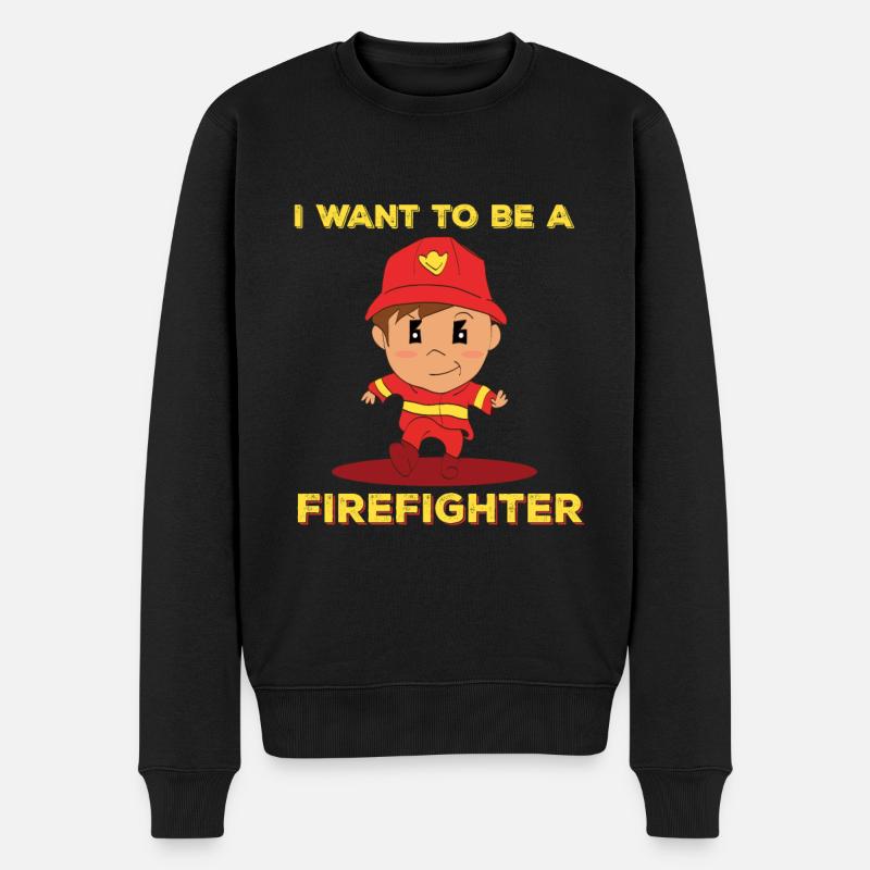 kleiner Feuerwehrmann Traumberuf Feuerwehrauto - Männer Premium Bio Pullover - Schwarz