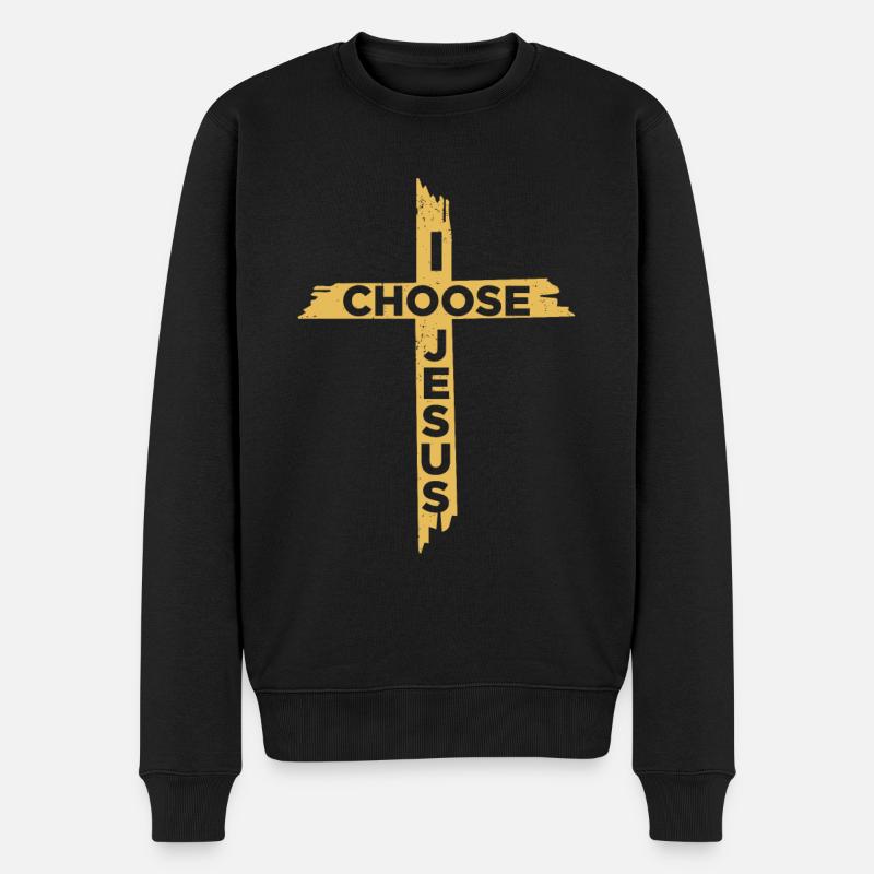 Christen Bibel Kreuz Jesus Geschenk Glauben Gott - Männer Premium Bio Pullover - Schwarz