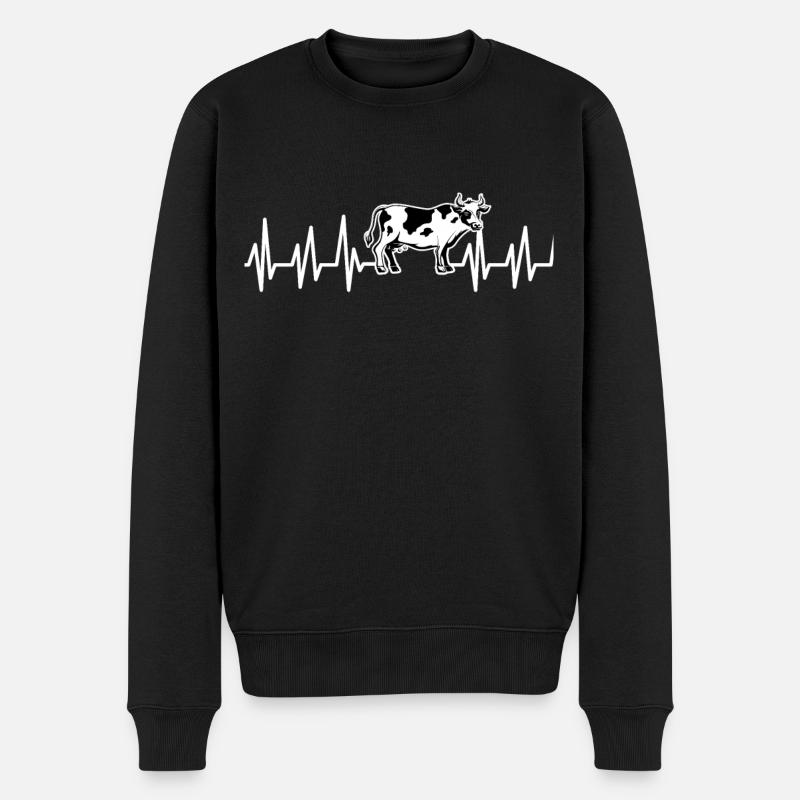 Kuh - Männer Premium Bio Pullover - Schwarz