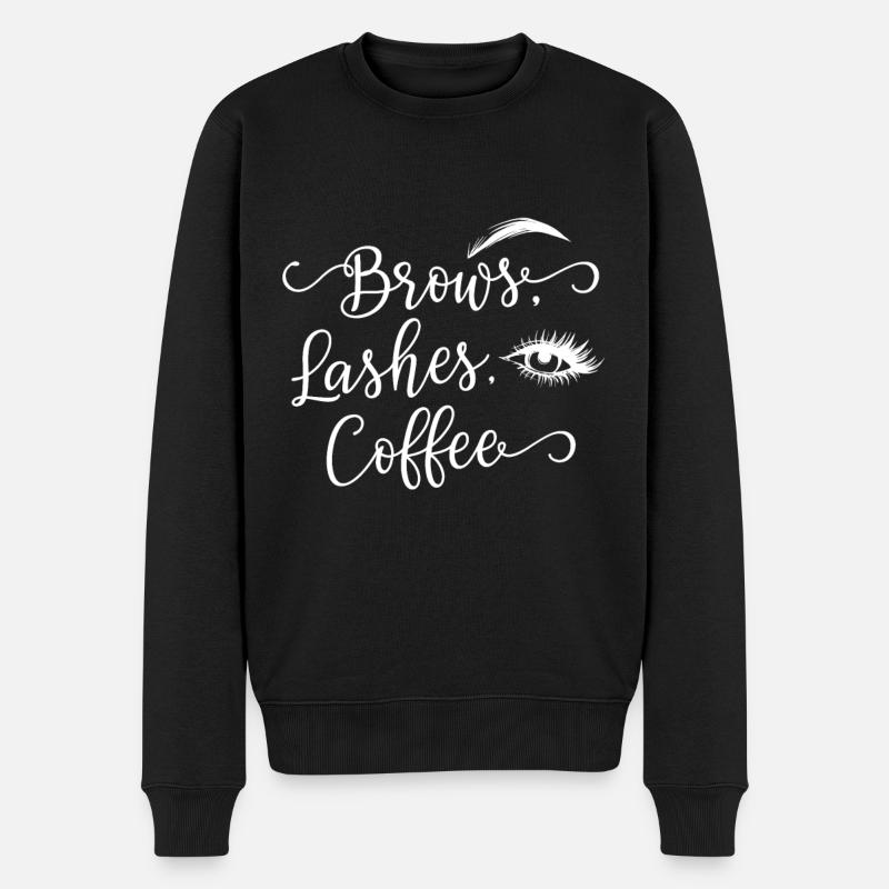 Brows Lashes Coffee - Männer Premium Bio Pullover - Schwarz