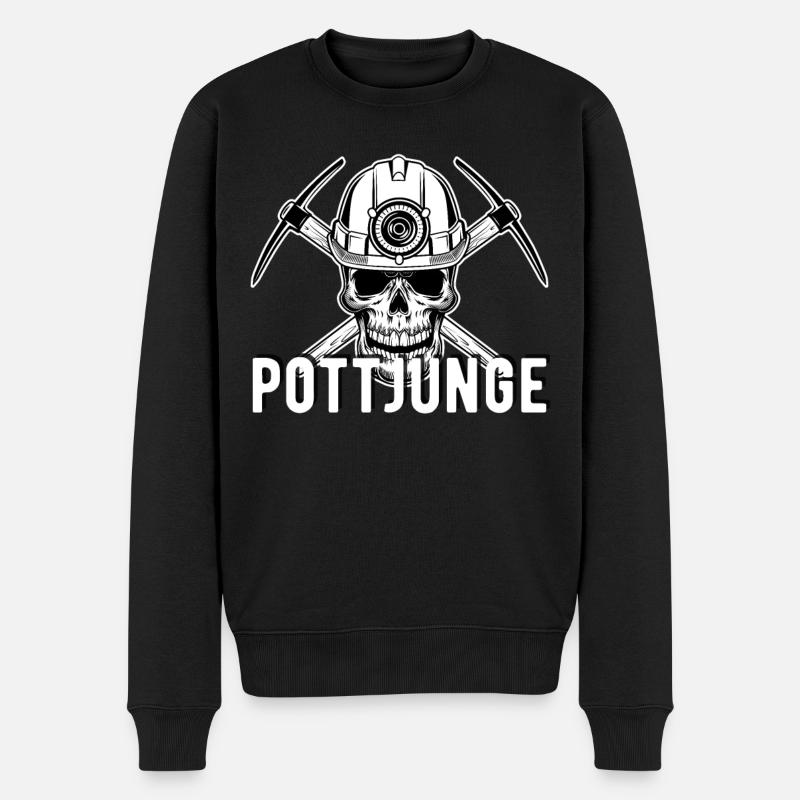 Ruhrgebiet Ruhrpott Bergbau Bergmann Pottjunge - Männer Premium Bio Pullover - Schwarz