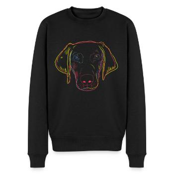 Bunter Weimaraner Hund - Männer Premium Bio Pullover - Schwarz - Vorne - Nico (187cm)