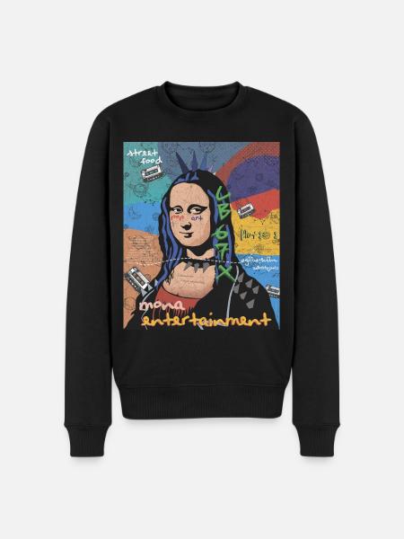 Pop Art Mona Lisa Underholdning Leonardo Da Vinci - Økologisk premium-sweatshirt til mænd - sort