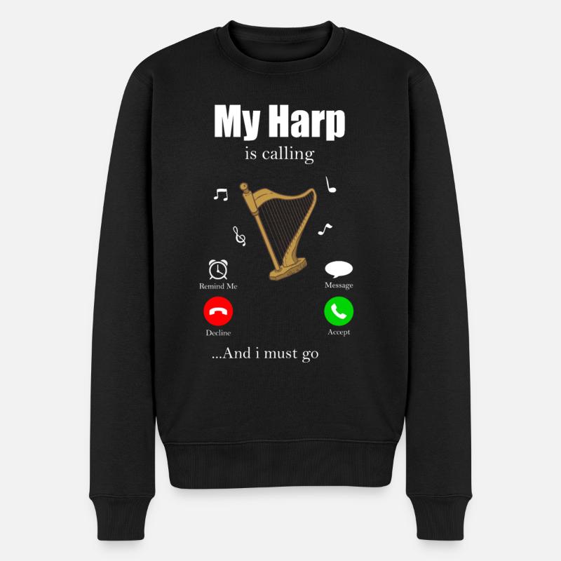 Harfe - Männer Premium Bio Pullover - Schwarz