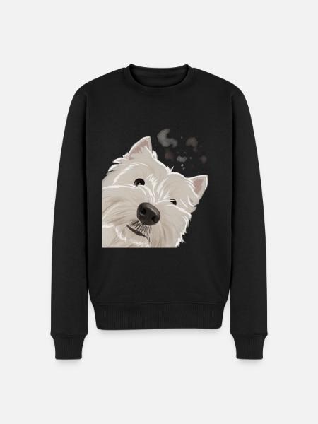 Nysgerrig West Highland Hvid Terrier Hund - Økologisk premium-sweatshirt til mænd - sort