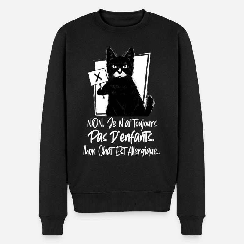 Chat Noir Humour Cadeau - Pull Premium bio Homme - noir