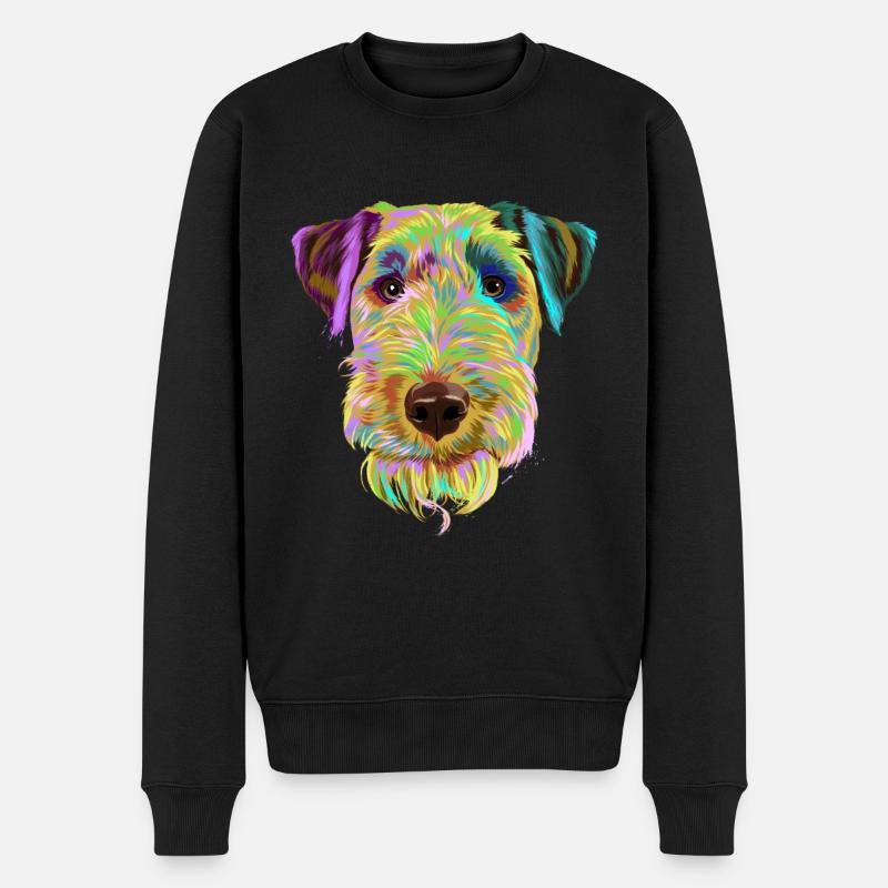 Splash Welsh Terrier Hund - Männer Premium Bio Pullover - Schwarz