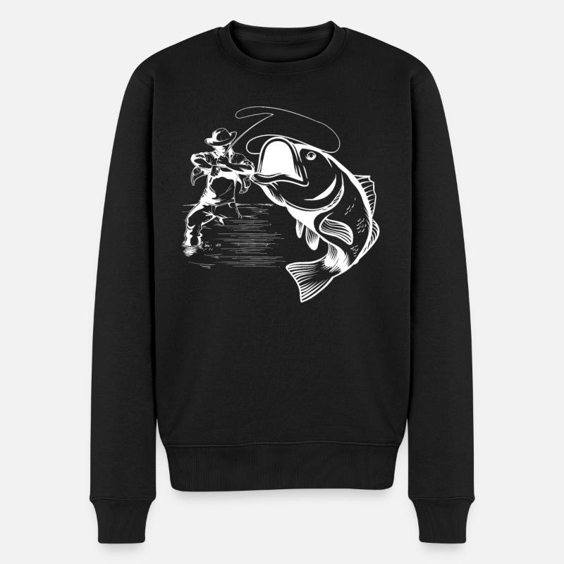 Angeln - Männer Premium Bio Pullover - Schwarz