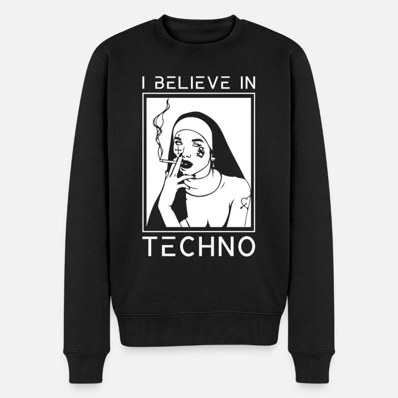 Raver Religion Techno Religion Nonne - Männer Premium Bio Pullover - Schwarz
