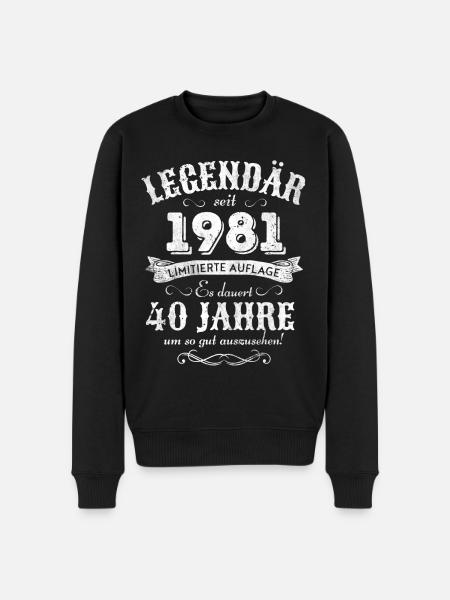 40. Geburtstag Legendär seit 1981 Retro - Männer Premium Bio Pullover - Schwarz