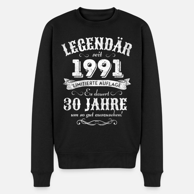 30. Geburtstag Legendär seit 1991 Retro - Männer Premium Bio Pullover - Schwarz