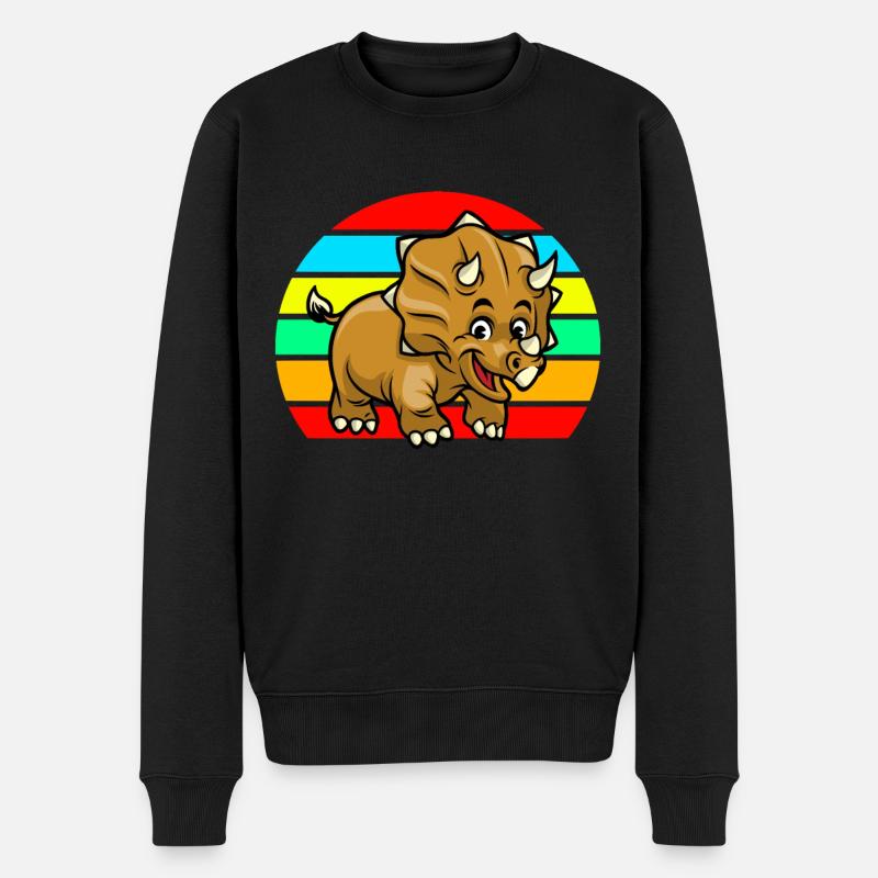 Triceratops Sonnenuntergang - Männer Premium Bio Pullover - Schwarz