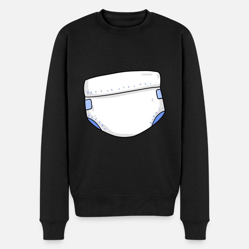Baby Windeln - Männer Premium Bio Pullover - Schwarz