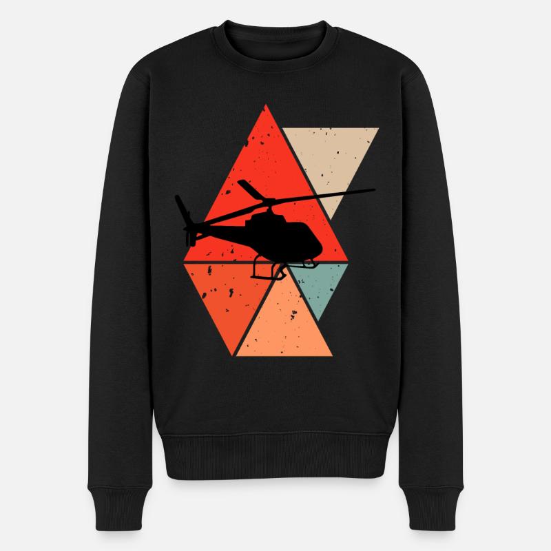 Hélicoptère pilote hélicoptère hélicoptère rétro - Pull Premium bio Homme - noir