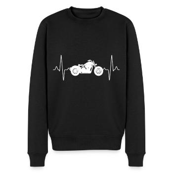 Motorrad Herzschlag - Männer Premium Bio Pullover - Schwarz - Vorne - Nico (187cm)