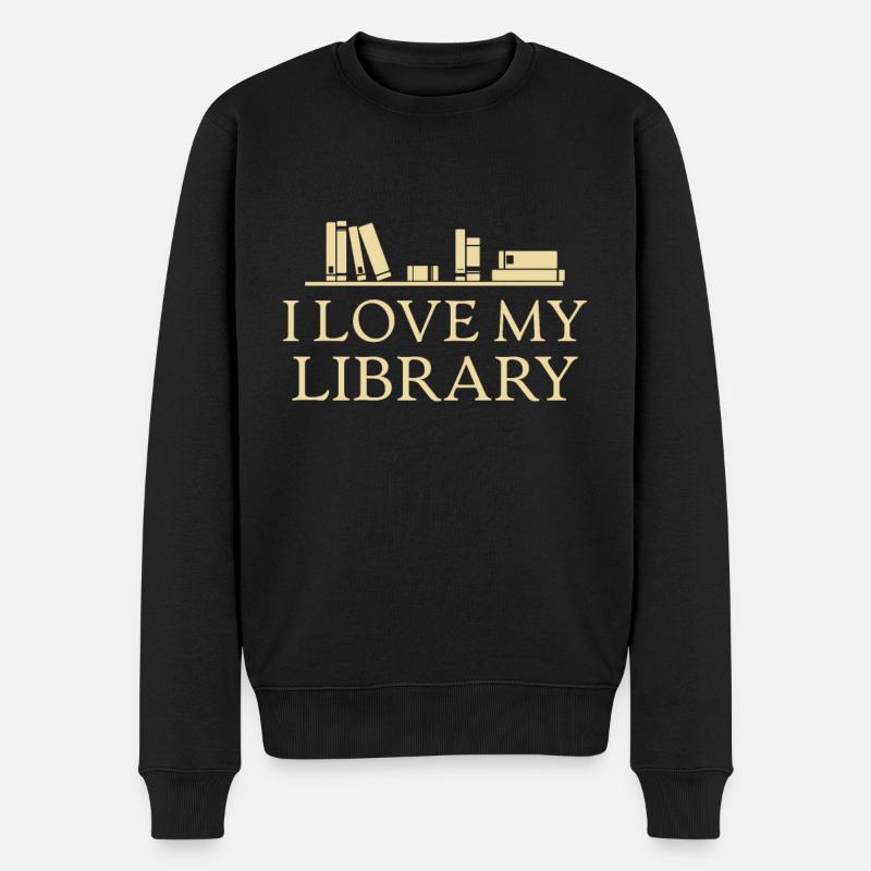 Buch Bücher lesen Spruch Bibliothek - Männer Premium Bio Pullover - Schwarz