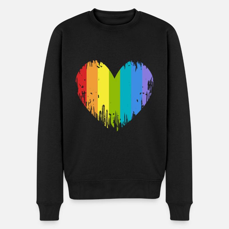 LGBT Herz - Männer Premium Bio Pullover - Schwarz